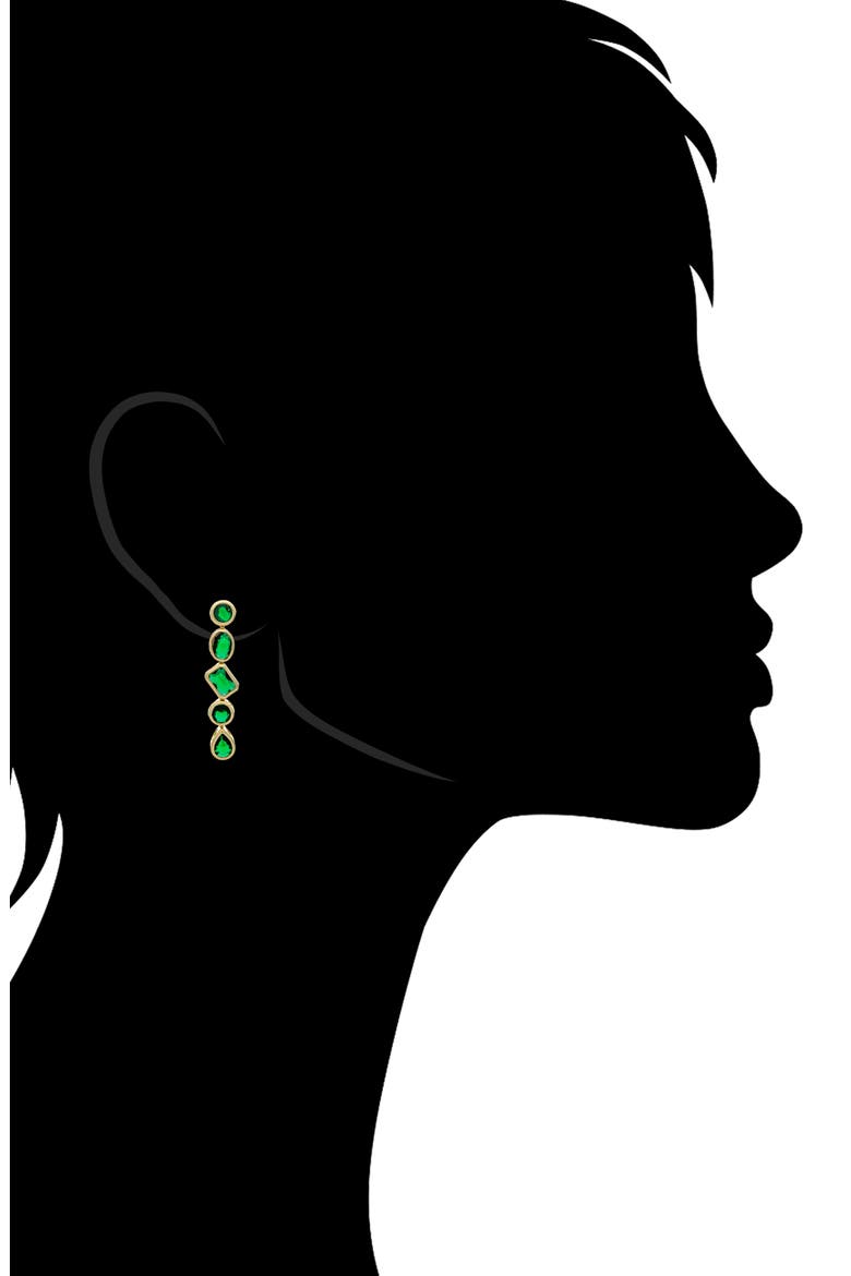 Mixed Cut Linear Drop Earrings, Alternate, color, EMERALD