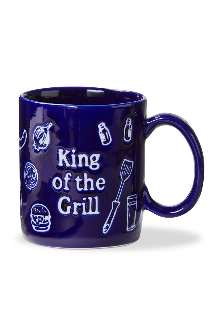 King Of The Grill Mug Blue Stoneware Summer, Main, color, Blue