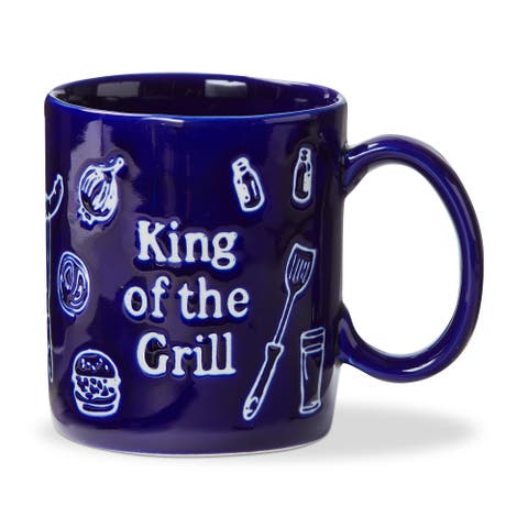 King Of The Grill Mug Blue Stoneware Summer