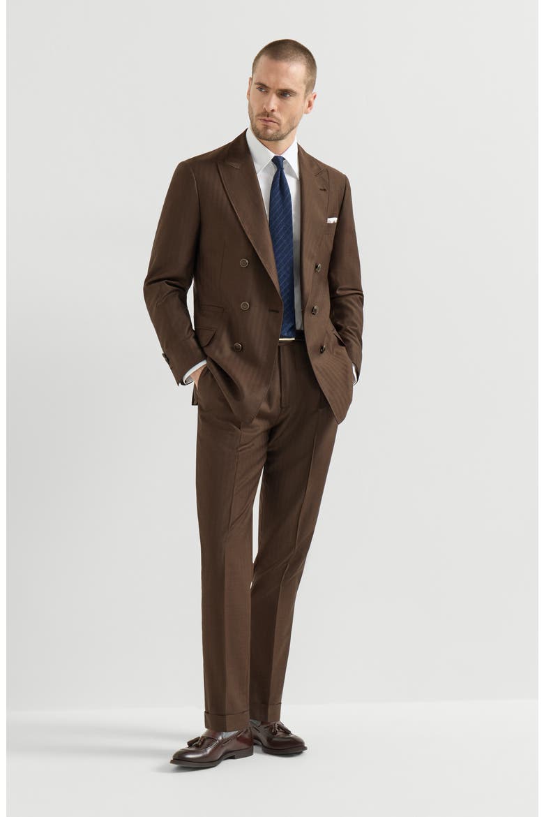 Virgin wool and cashmere one-and-a-half breasted deconstructed blazer, Alternate, color, Brown