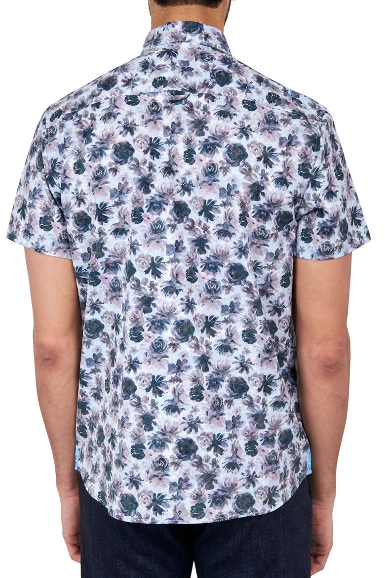 Quay Watercolor Floral Short Sleeve Shirt, Alternate, color, NAVY/ PURPLE