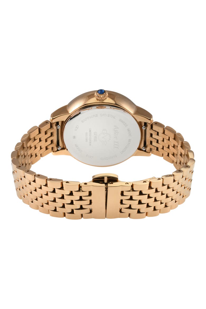 Astor III Diamond Swiss Bracelet Watch, 34mm - 0.06 ctw, Alternate, color, ROSE GOLD
