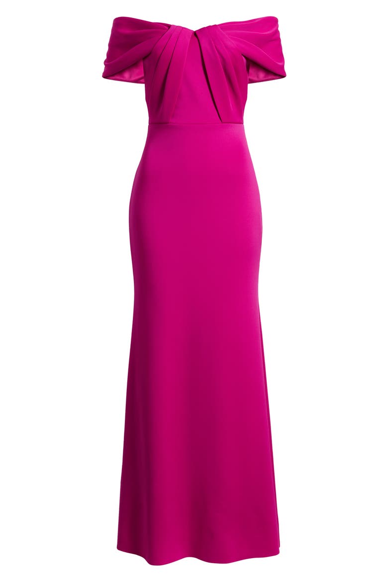 Pleated Off the Shoulder Mermaid Gown, Alternate, color, ORCHID