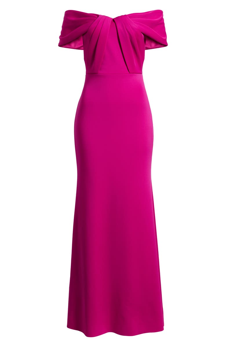 Eliza J Pleated Off the Shoulder Mermaid Gown, Alternate, color, 
