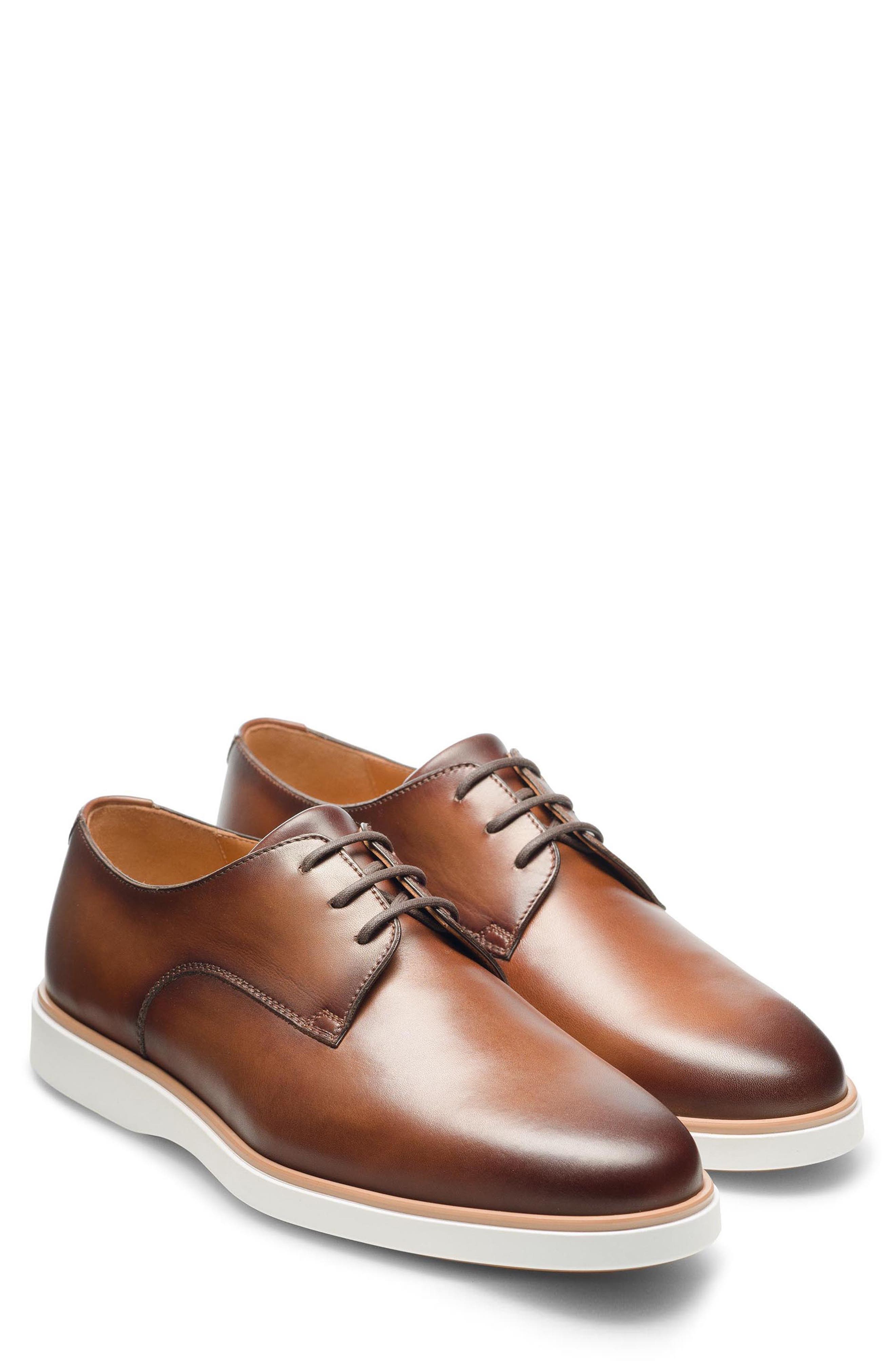 Magnanni Leone Plain Toe Derby, Main, color, Tabaco