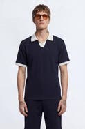 Twisted Tailor Henry Textured Open Collar Polo Shirt