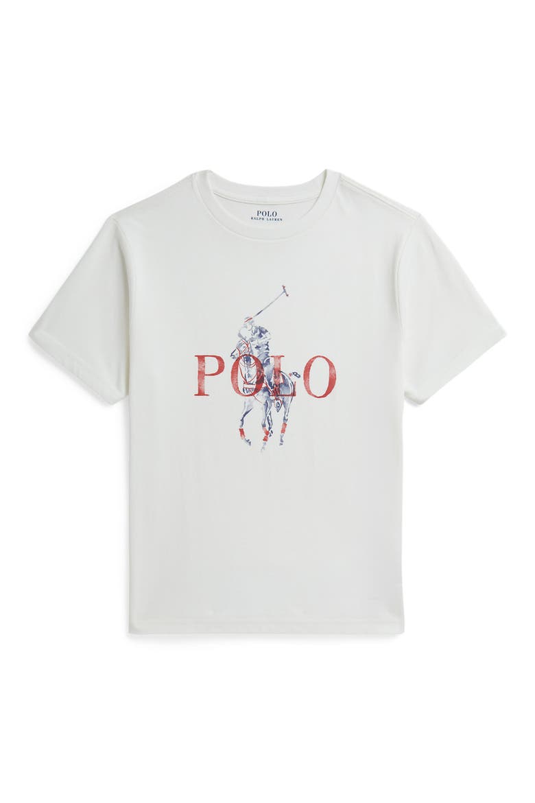 Kids' Big Pony Logo Cotton Graphic T-Shirt, Main, color, DECK WASH WHITE