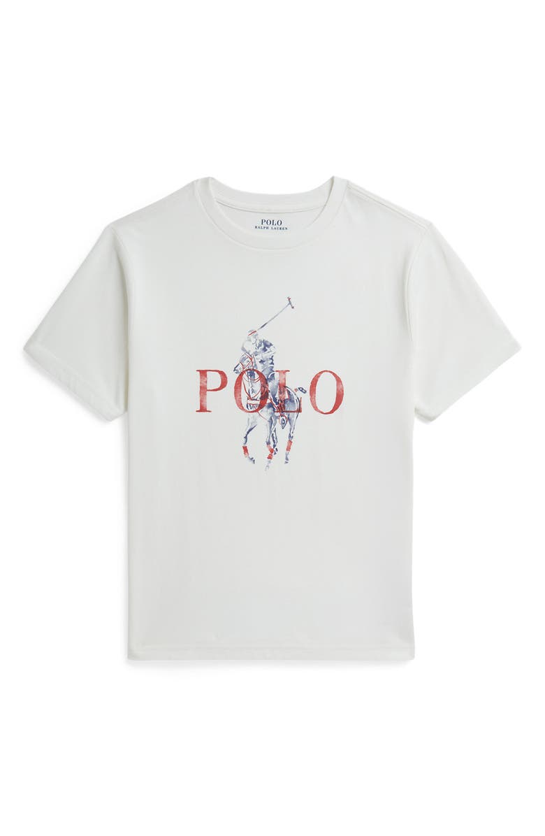 Polo Ralph Lauren Kids' Big Pony Logo Cotton Graphic T-Shirt, Main, color, Deck Wash White