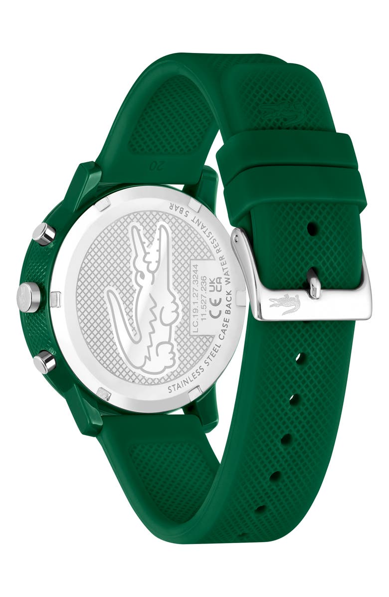 Lacoste 12.12 Chronograph Silicone Strap Watch, 44mm, Alternate, color, 