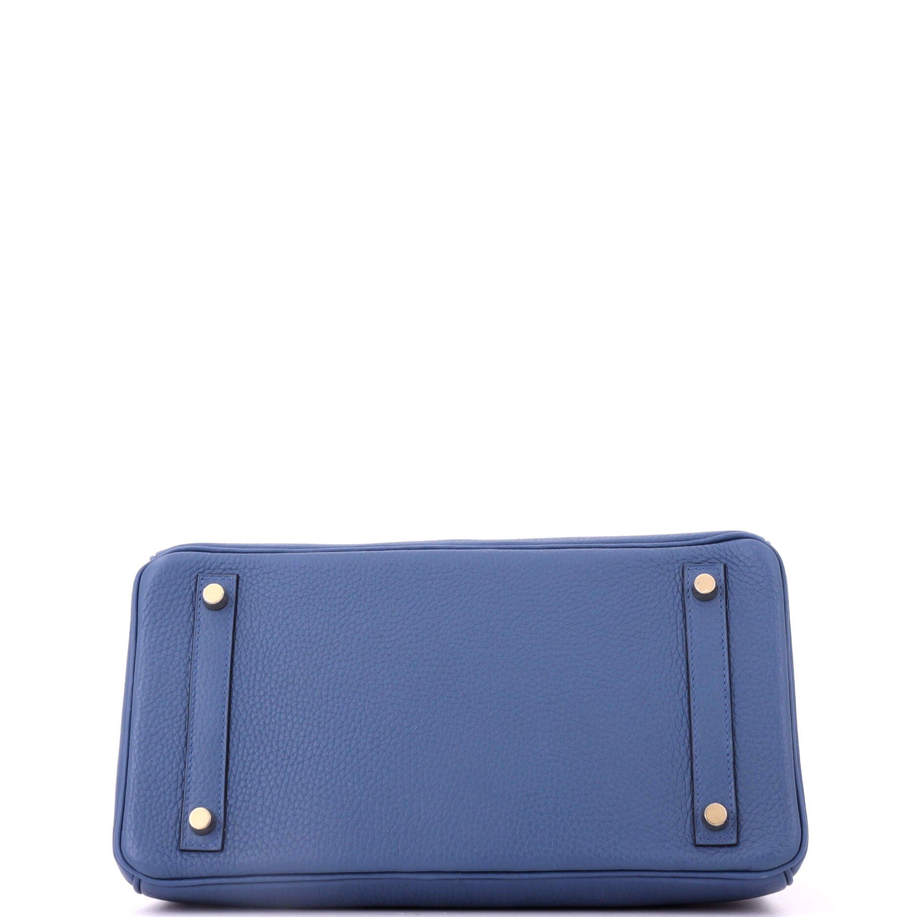 Pre-Owned Hermes Birkin Handbag Blue Clemence with Gold Hardware 30, Alternate, color, 