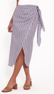 Petal & Pup Jacey Stripe Wrap Midi Skirt