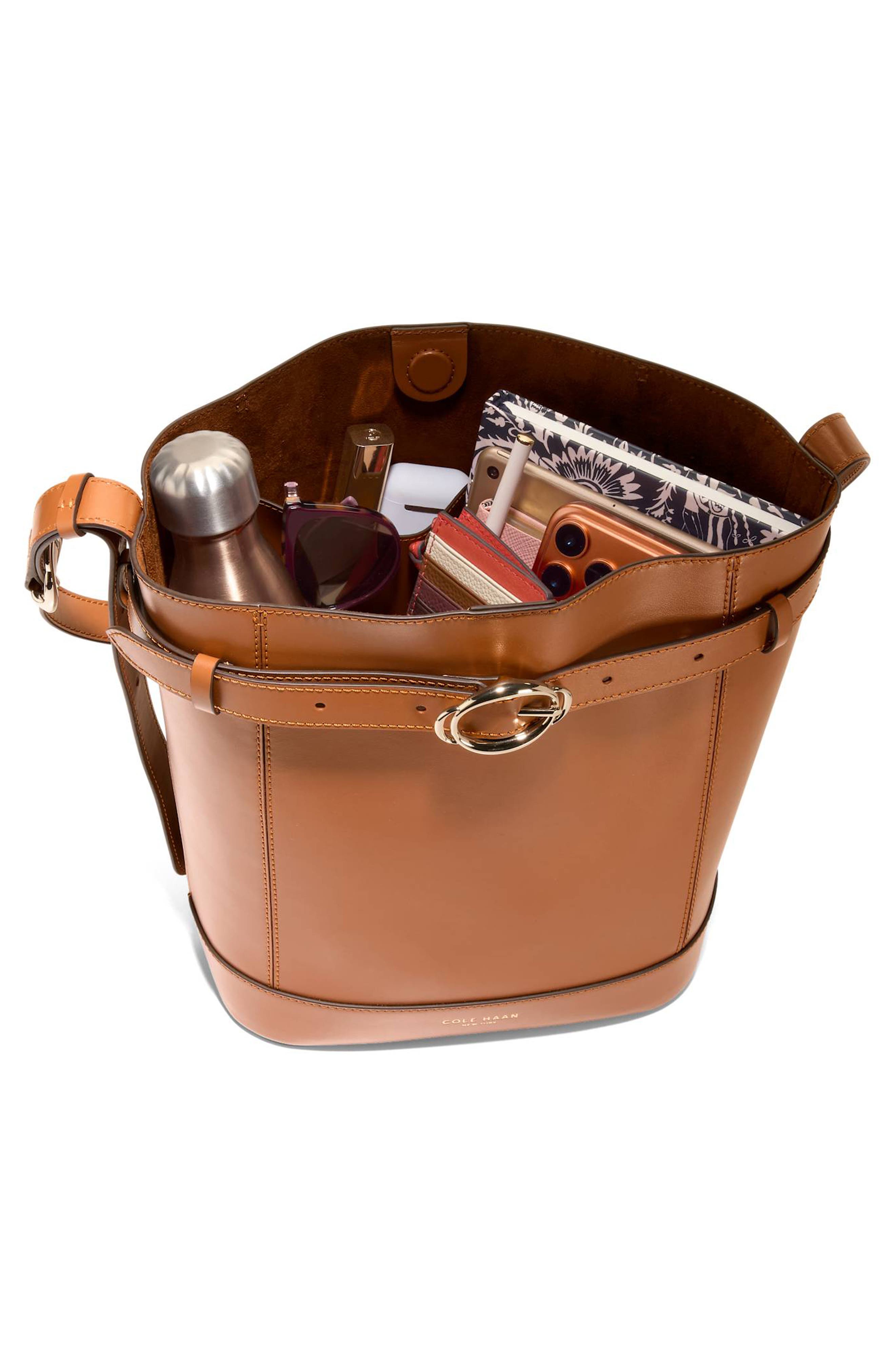 Alexandria Leather Bucket Bag, Alternate, color, NEW CARAMEL