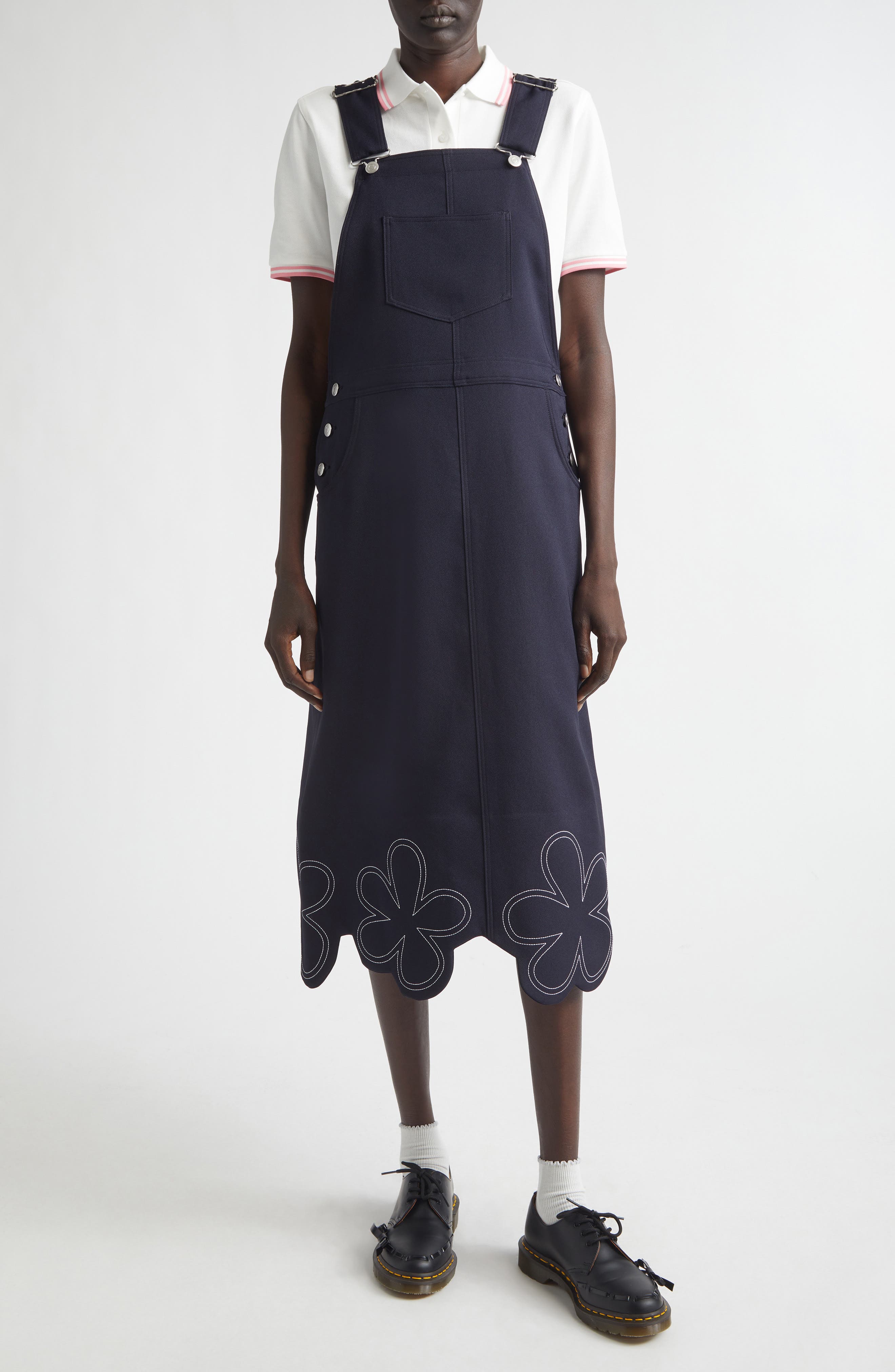 Comme des Garçons Girl Embroidered Daisy Hem Overalls Dress (Women