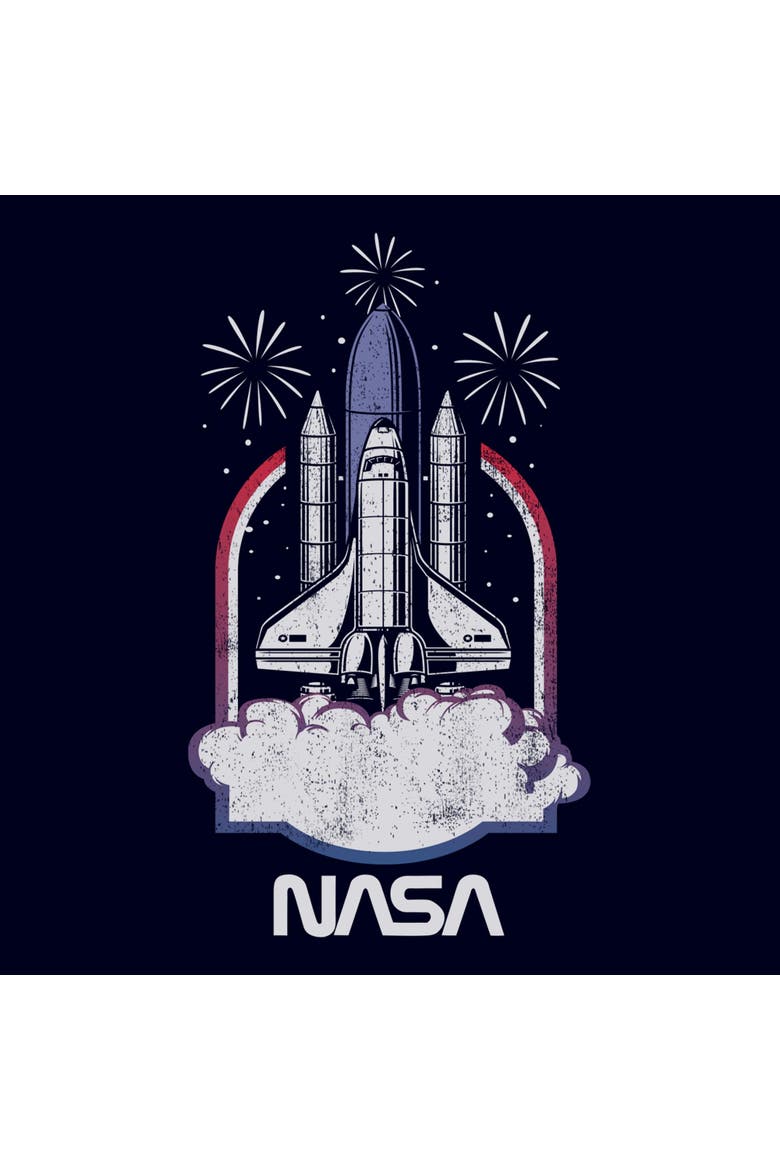 Men's NASA Distressed Rocket Launch  Graphic T-Shirt, Alternate, color, Navy Blue