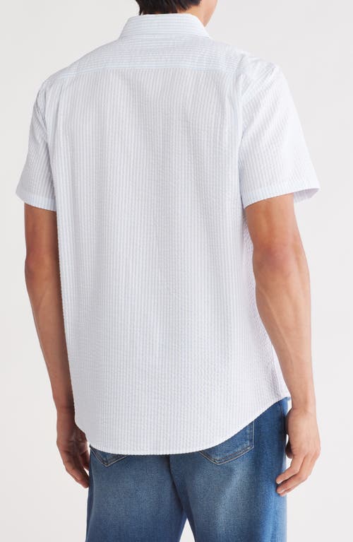 Joe's Stripe Cotton Seersucker Short Sleeve Button-up Shirt In White