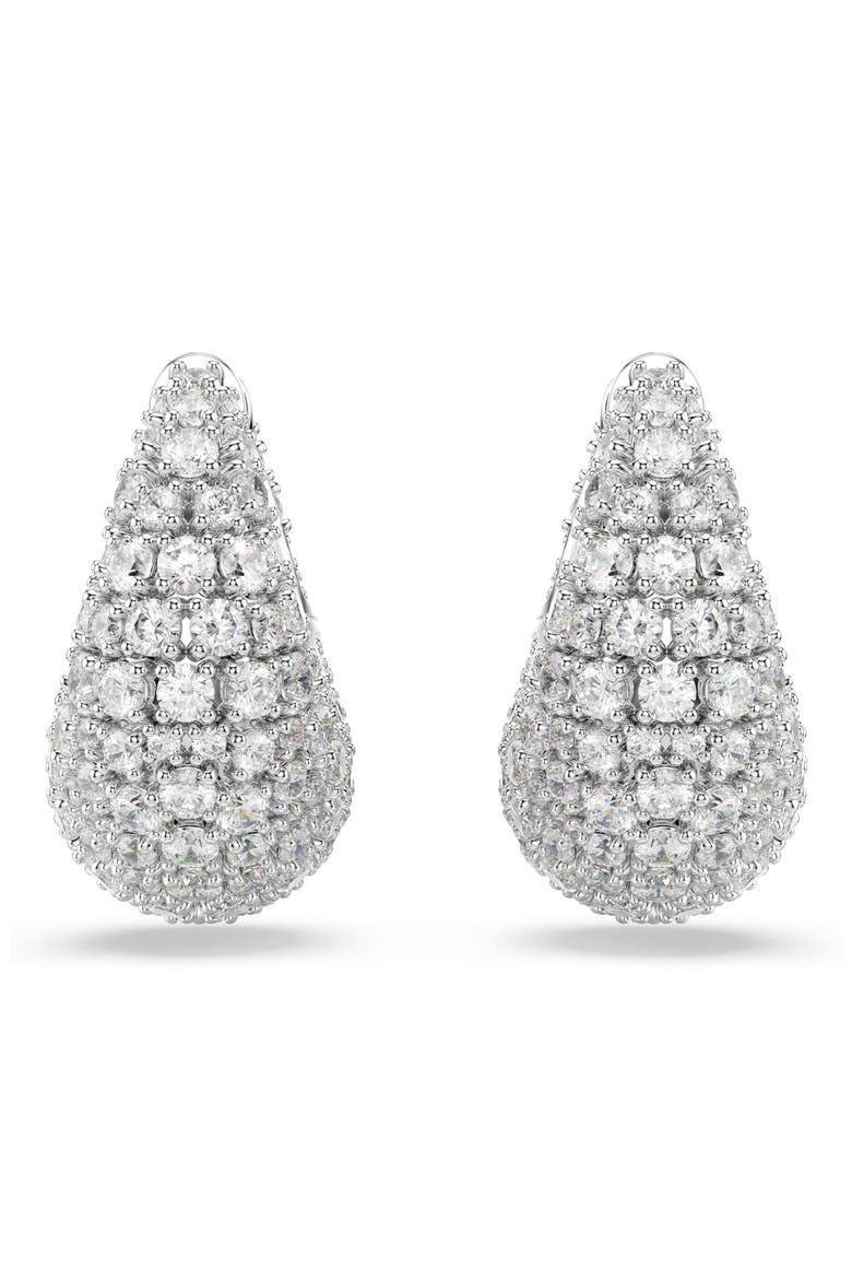 Sublima Crystal Hoop Earrings, Alternate, color, WHITE/ SILVER