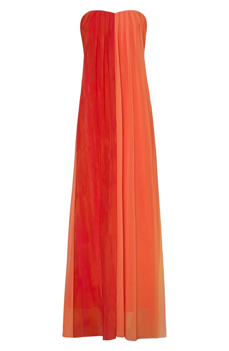 Milly Sunset Stripe Pleated Strapless Maxi Dress, Alternate, color,