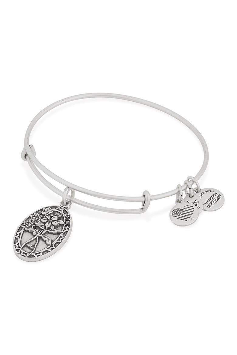 'I Love You Friend' Expandable Wire Bangle, Alternate, color, SILVER