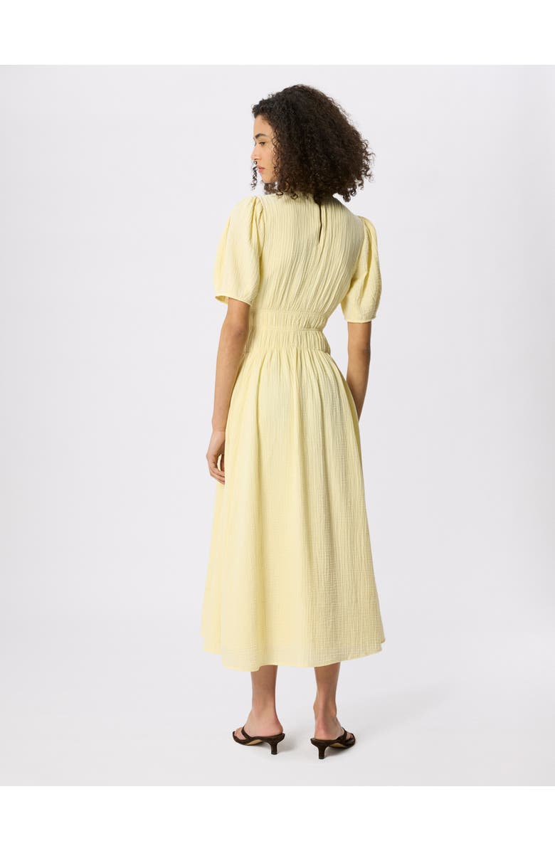 Whistles Gathered Textured Midi Dress, Alternate, color, Butter
