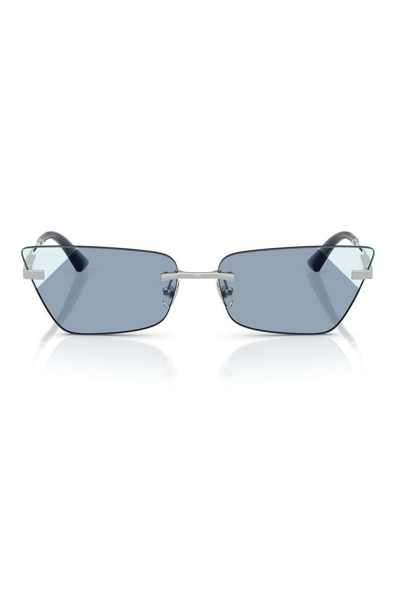 60mm Cat Eye Sunglasses, Main, color, SILVER