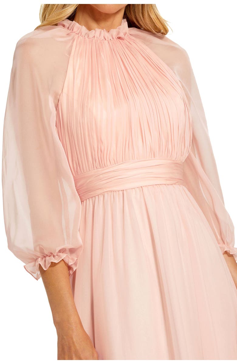 Mac Duggal Chiffon Ruffled High Neck Raglan Sleeves Evening Gown, Alternate, color,