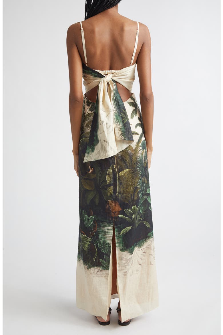 Andean Mythology Maxi Dress, Alternate, color, ECRU / GREEN