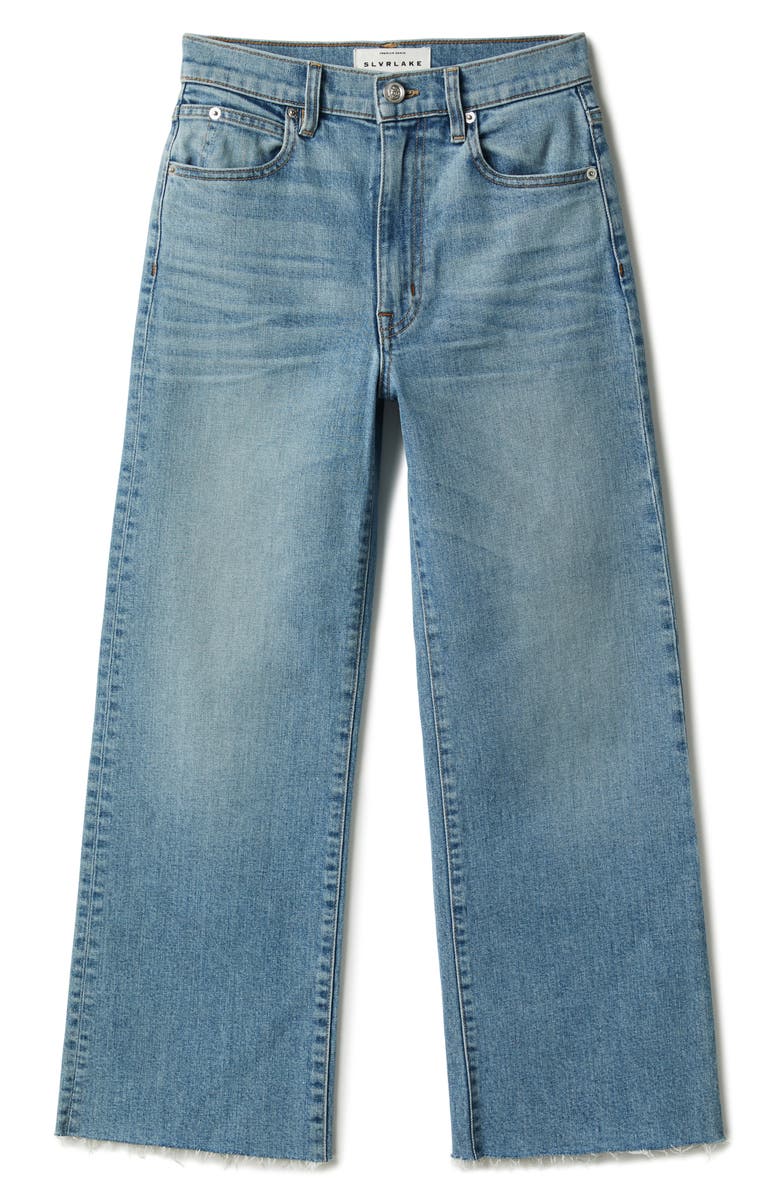 SLVRLAKE Grace High Waist Raw Hem Crop Wide Leg Jeans, Main, color,