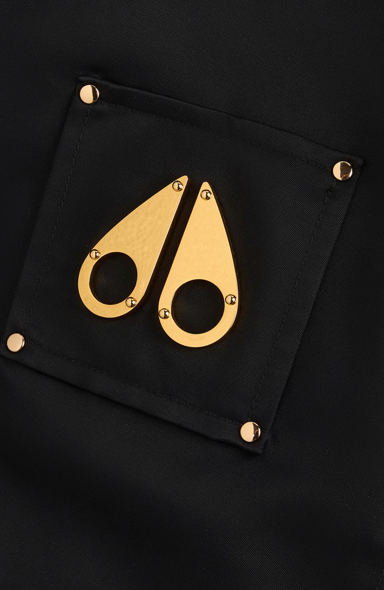 Moose Knuckles Courville Bunny Plush Faux Fur Trim Bomber Jacket, Alternate, color, Black