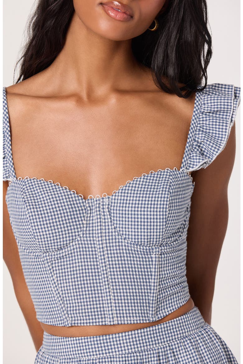 Wedelia Floral Lace-Up Crop Top, Alternate, color, BLUE GINGHAM