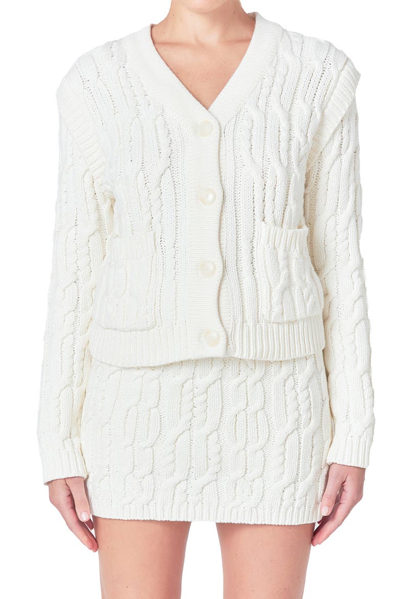 Cable Stitch Cardigan, Main, color, IVORY