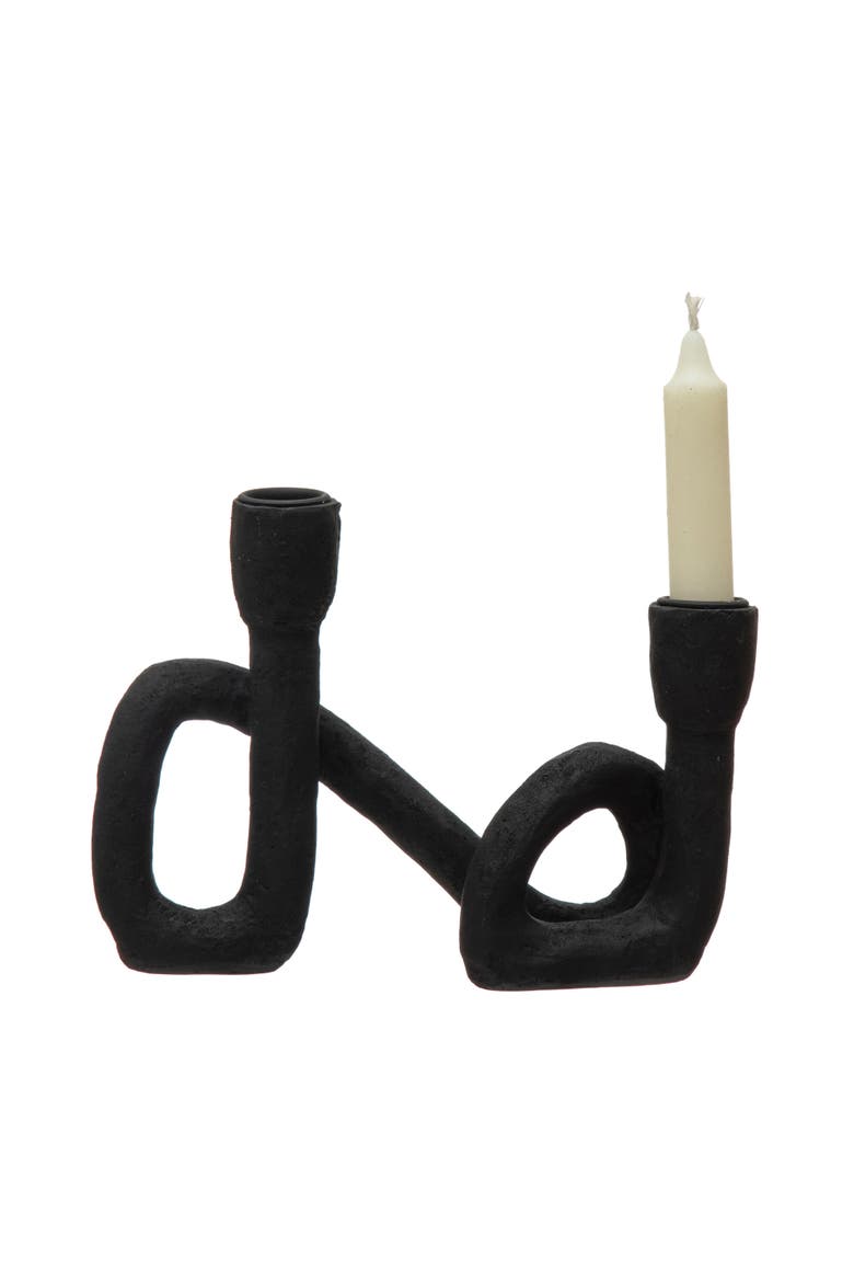 Decorative Resin Double Taper Candle Holder, Black, Alternate, color, Black