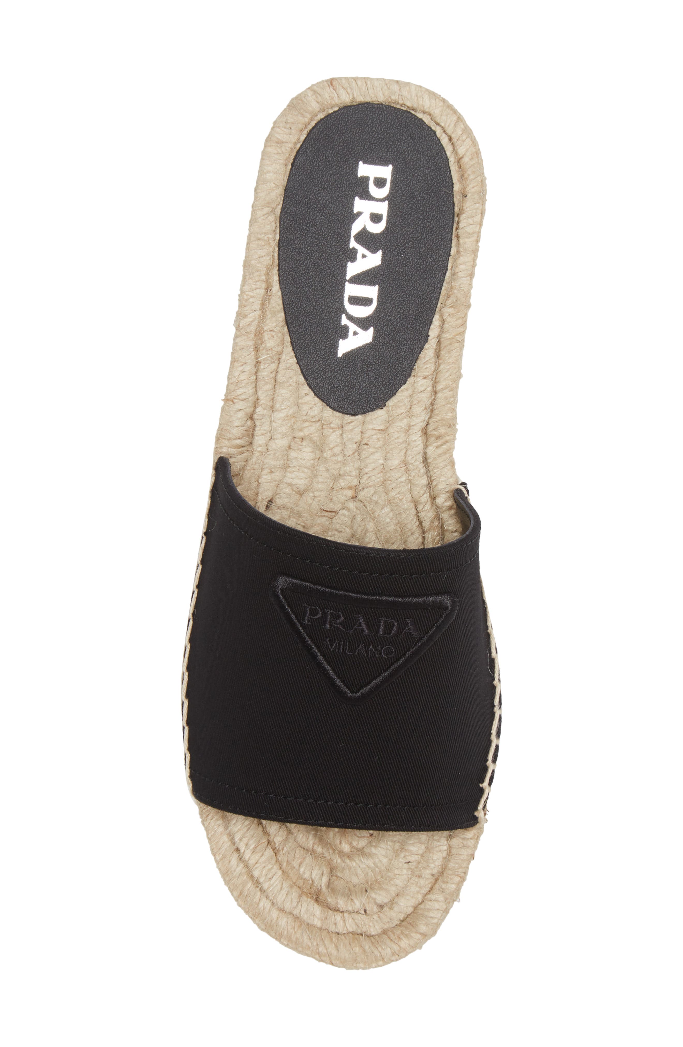Prada Logo Espadrille Slide Sandal, Alternate, color, 