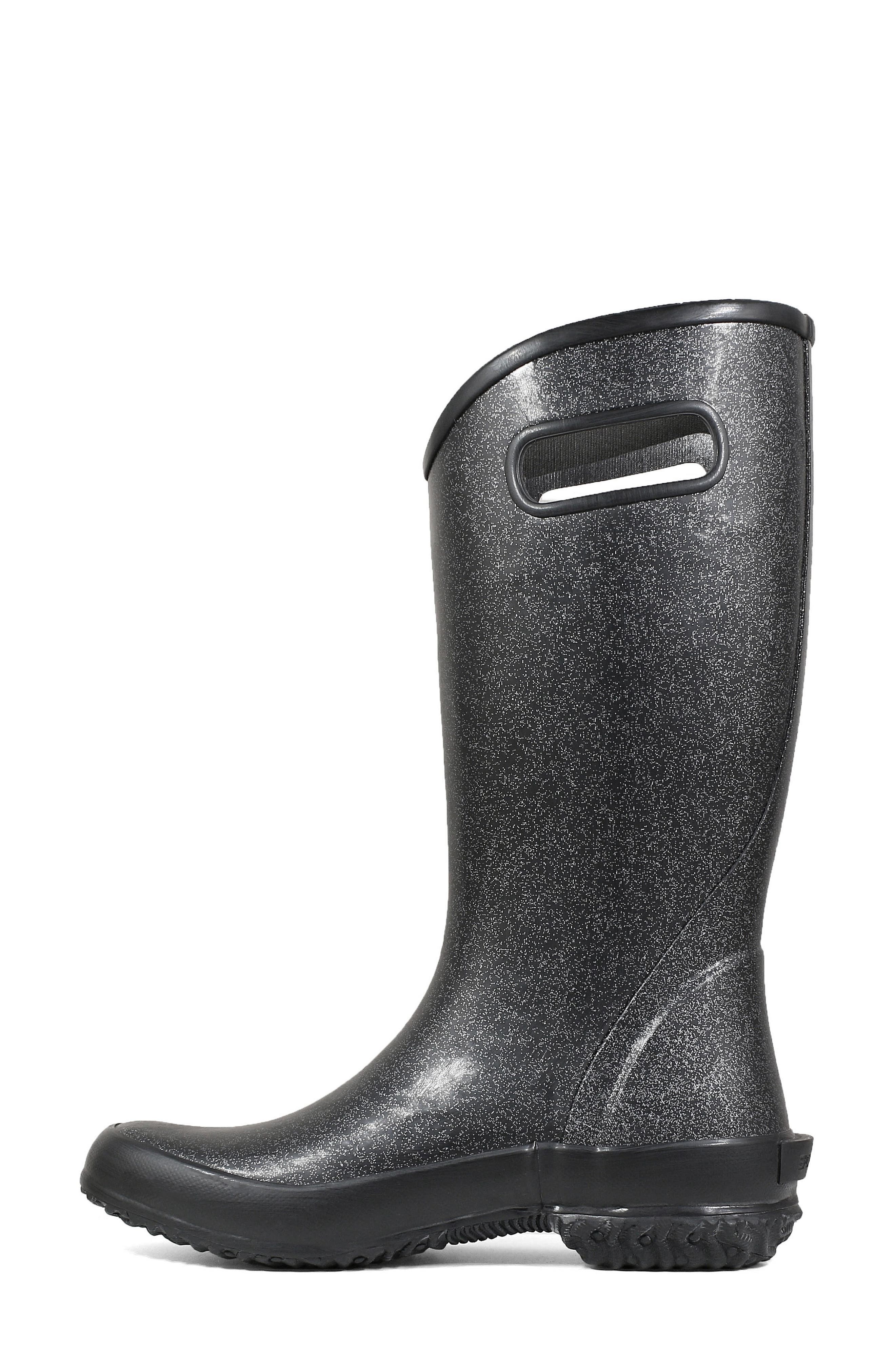 Bogs Glitter Waterproof Rain Boot, Alternate, color, Black