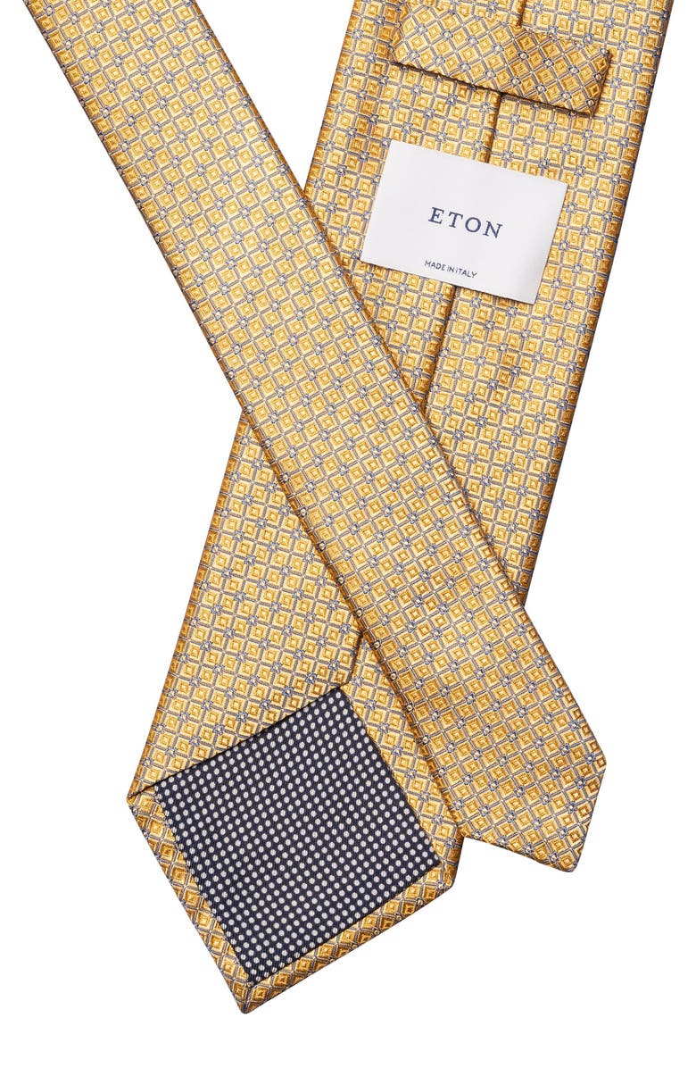 Eton Yellow Geometric Pattern Silk Jacquard Tie, Alternate, color, Light Yellow