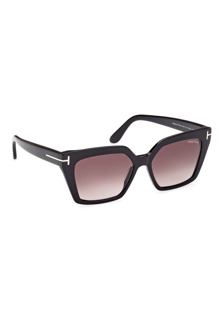 Winona 53mm Gradient Cat Eye Sunglasses, Alternate, color, SHINY BLACK / GRADIENT ROSE