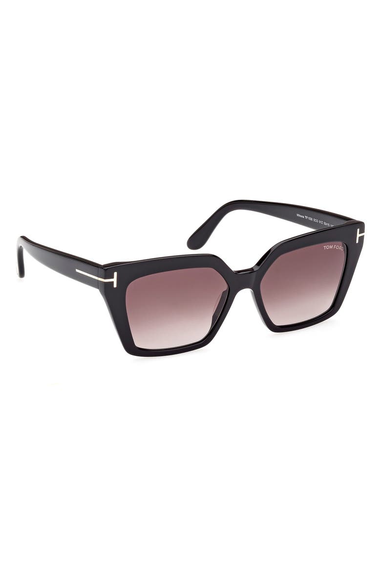 TOM FORD Winona 53mm Gradient Cat Eye Sunglasses, Alternate, color, Shiny Black / Gradient Rose