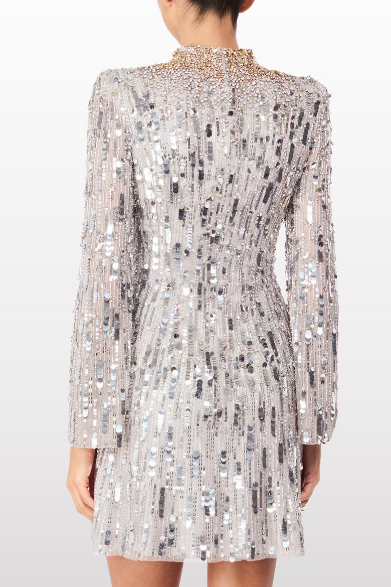 Passion Sequin-Embellished Mini Dress, Alternate, color, Ammonite and Silver