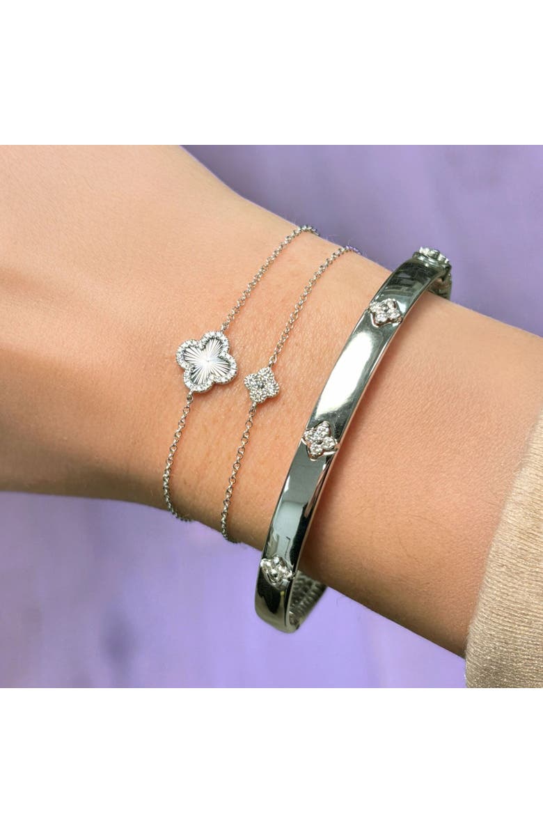 The Lovery Fine Jewelry Diamond Single Clover Bracelet, Alternate, color, White Gold