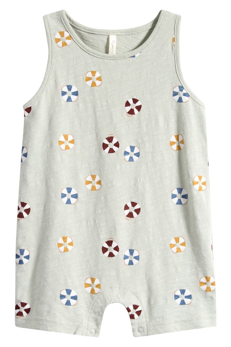Print Cotton Romper, Main, color, SEAFOAM