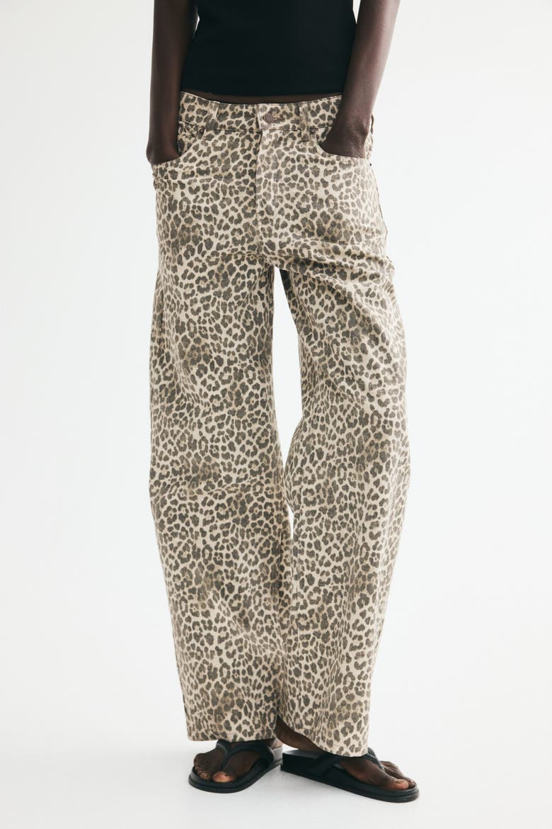 Wide-leg Regular Waist Jeans, Alternate, color, Light beige/leopard print