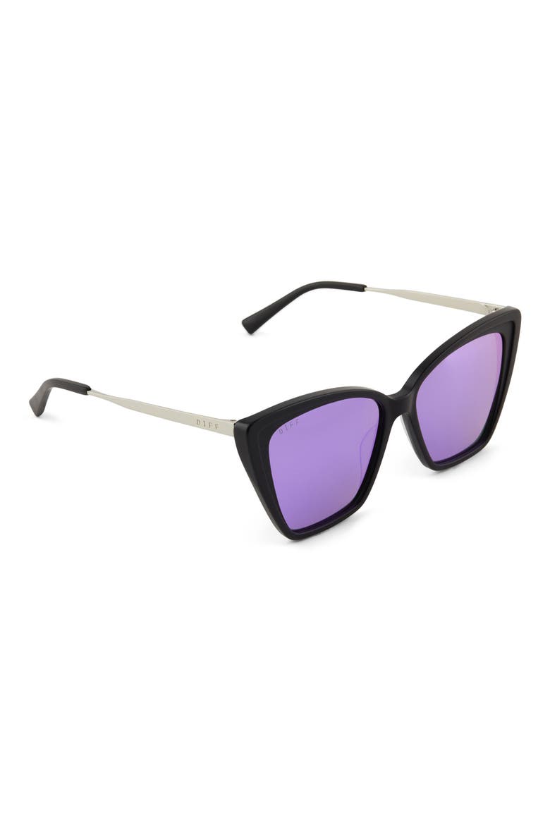 Becky II 56mm Polarized Cat Eye Sunglasses, Alternate, color, PURPLE MIRROR