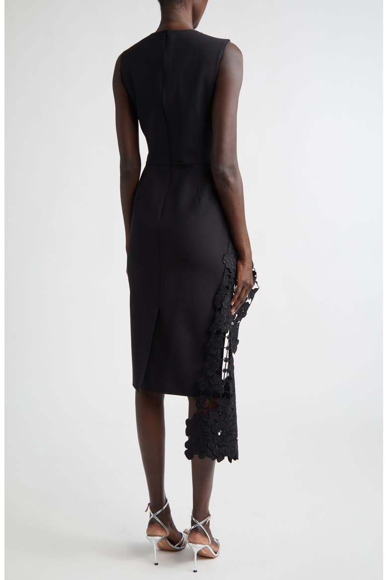 Lace Waist Detail Sleeveless Cocktail Dress, Alternate, color, BLACK