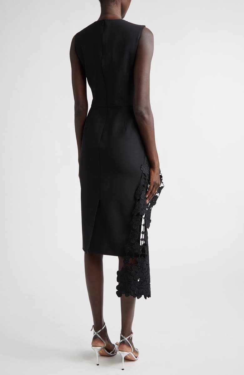 Oscar de la Renta Lace Waist Detail Sleeveless Cocktail Dress, Alternate, color, Black