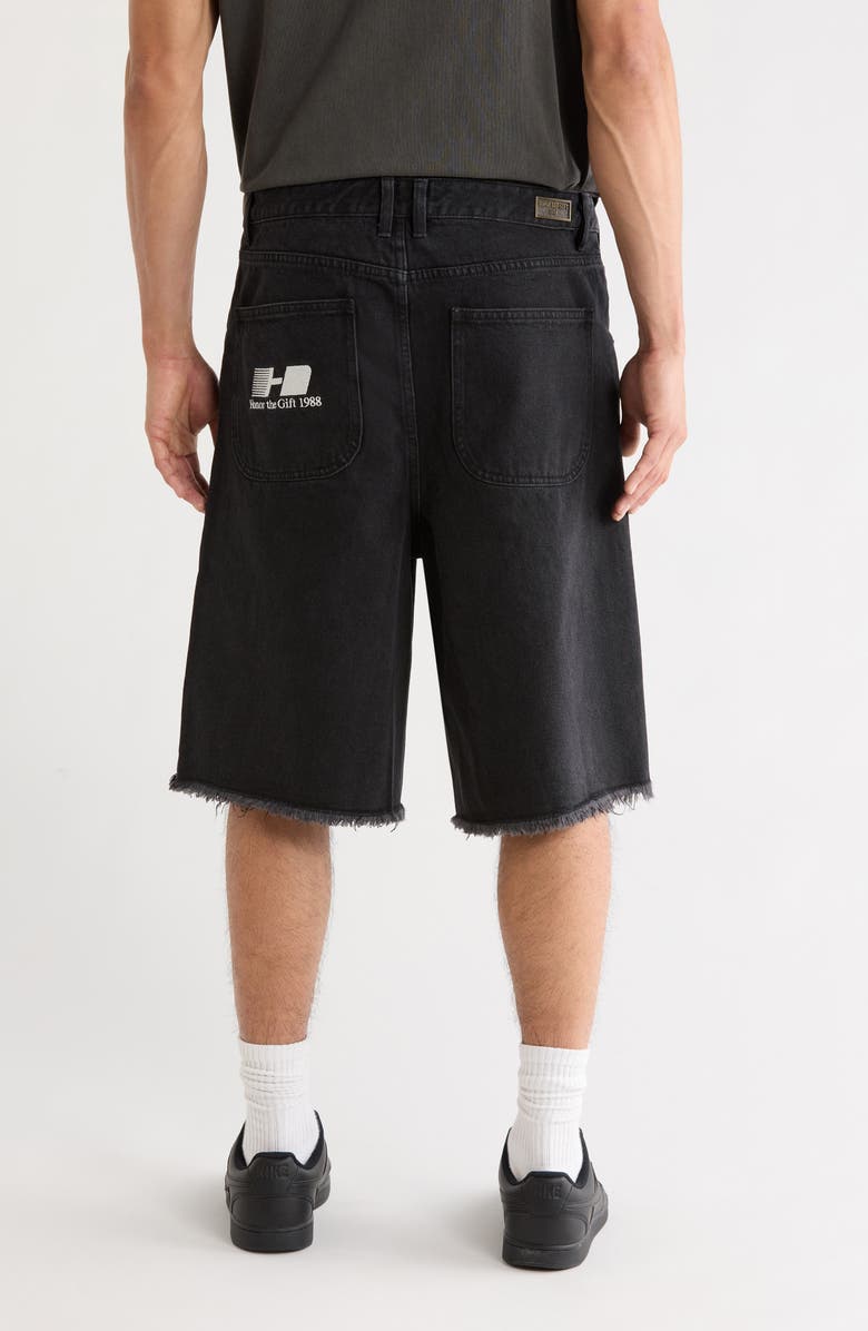 HONOR THE GIFT Fray Hem Denim Bermuda Shorts, Alternate, color, Black