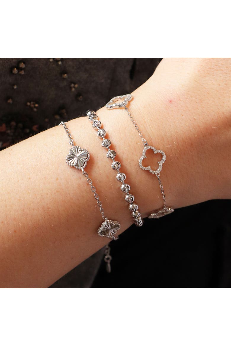 Fluted Clover Trio Bracelet, Alternate, color, Sterling Silver
