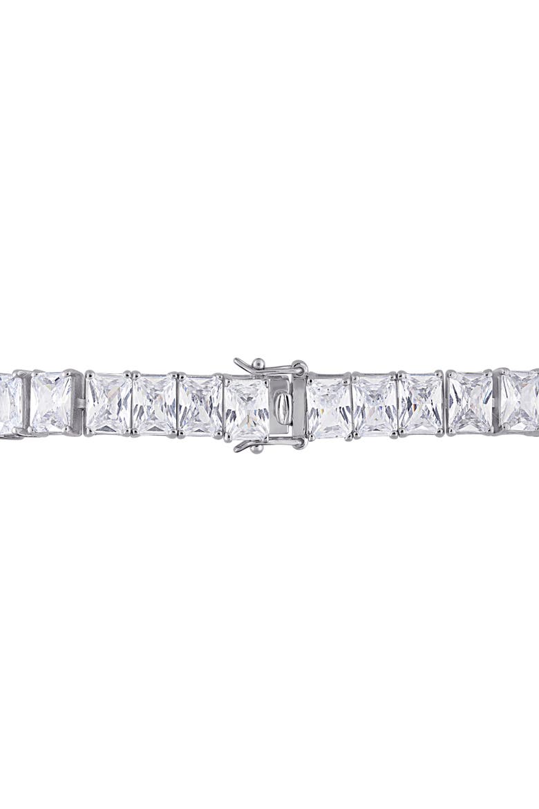 Cubic Zirconia Rectangular Tennis Bracelet, Alternate, color, Sterling Silver