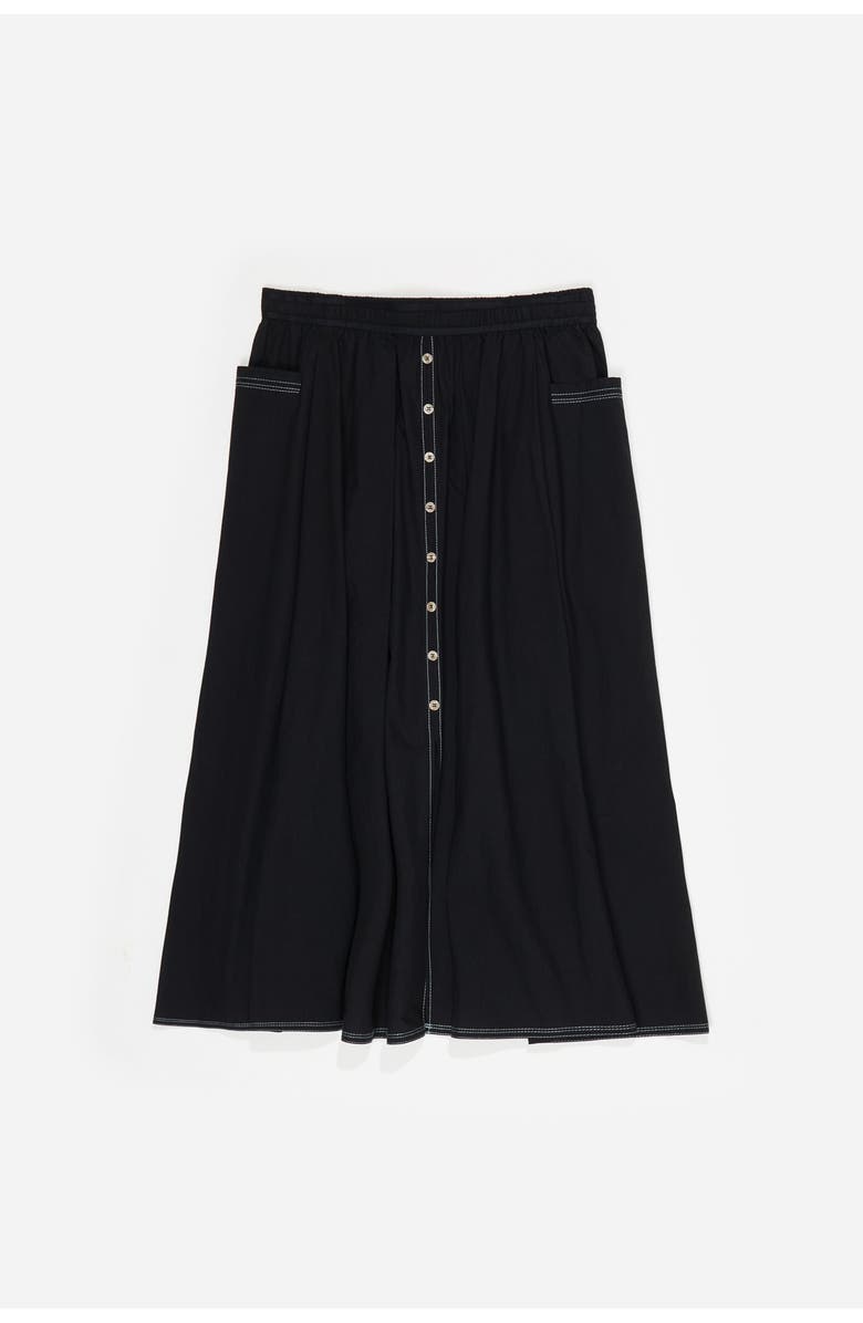 Bimba y Lola A-Line Skirt With Buttons, Alternate, color, Black