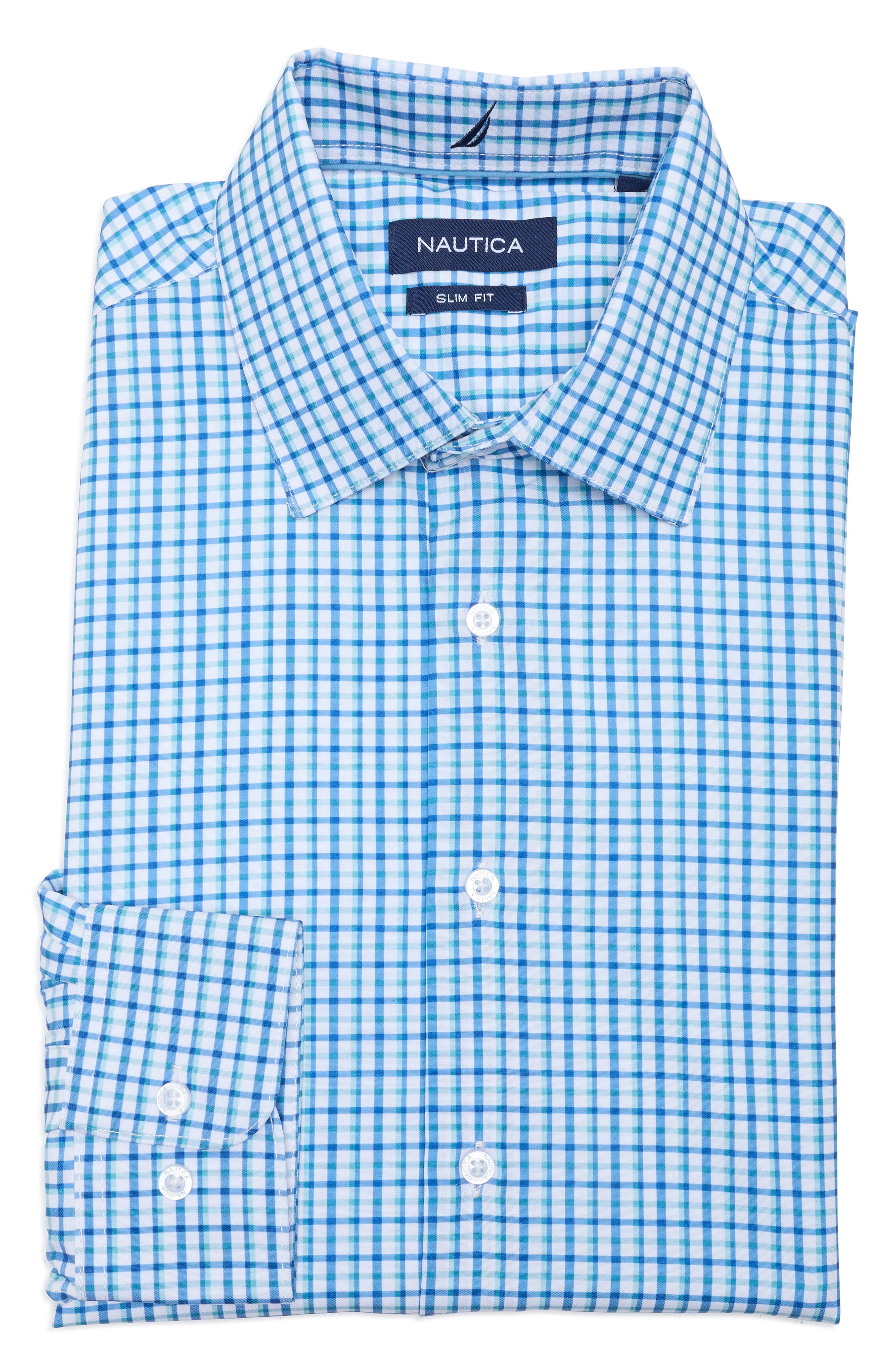 Nautica Slim Fit Geo Print Stretch Dress Shirt