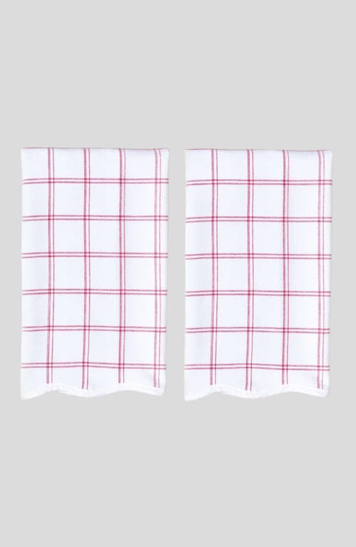 Weezie Set Of 2 Scalloped Kitchen Towels In Red
