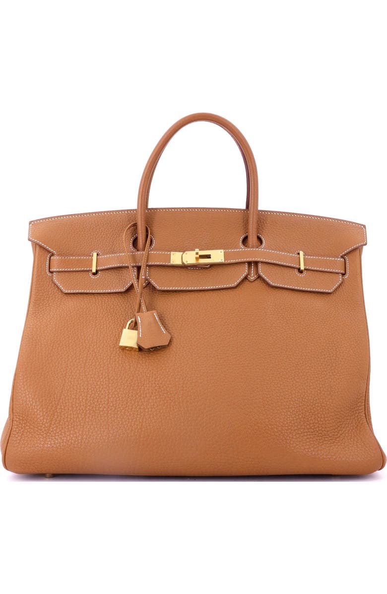 Pre-Owned Hermes Birkin Handbag Brown Fjord with Gold Hardware 40, Main, color,